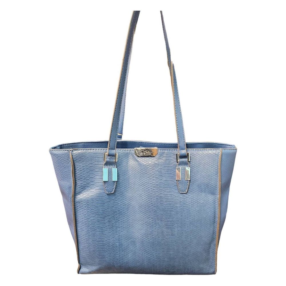 Nicole Miller Gabby Tote Blue Snakeskin Handbag
